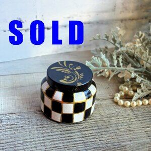 Courtly Candle Black and White Checked Candle Checkered Votive Candle